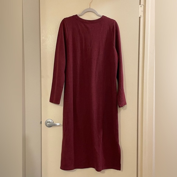 MADEWELL Long Sleeve Henley Midi Dress in Heather Rusted Red - Picture 7 of 10
